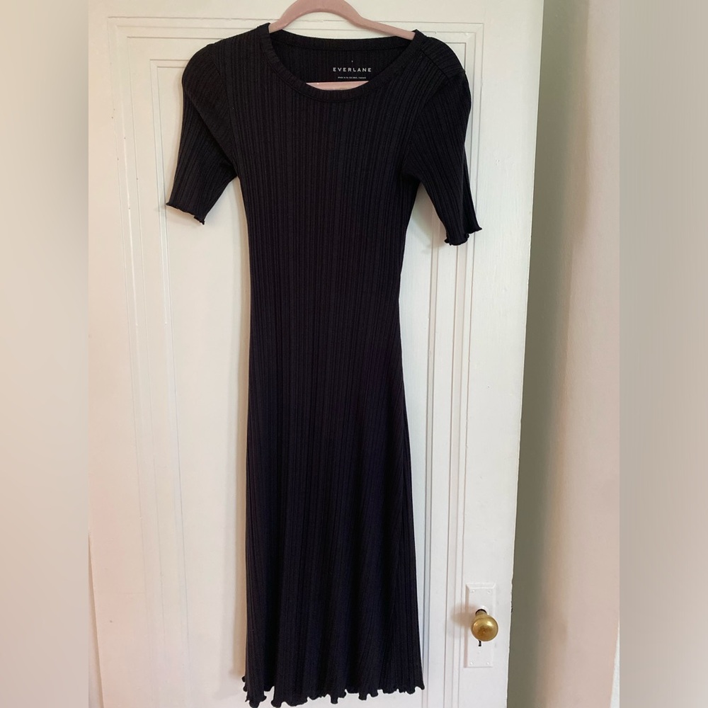 Everlane Black Ribbed Midi Dress